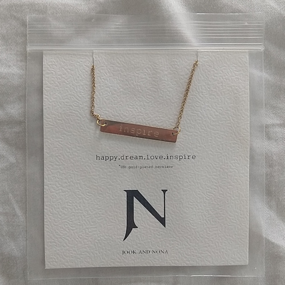 Gold bar "inspire" necklace